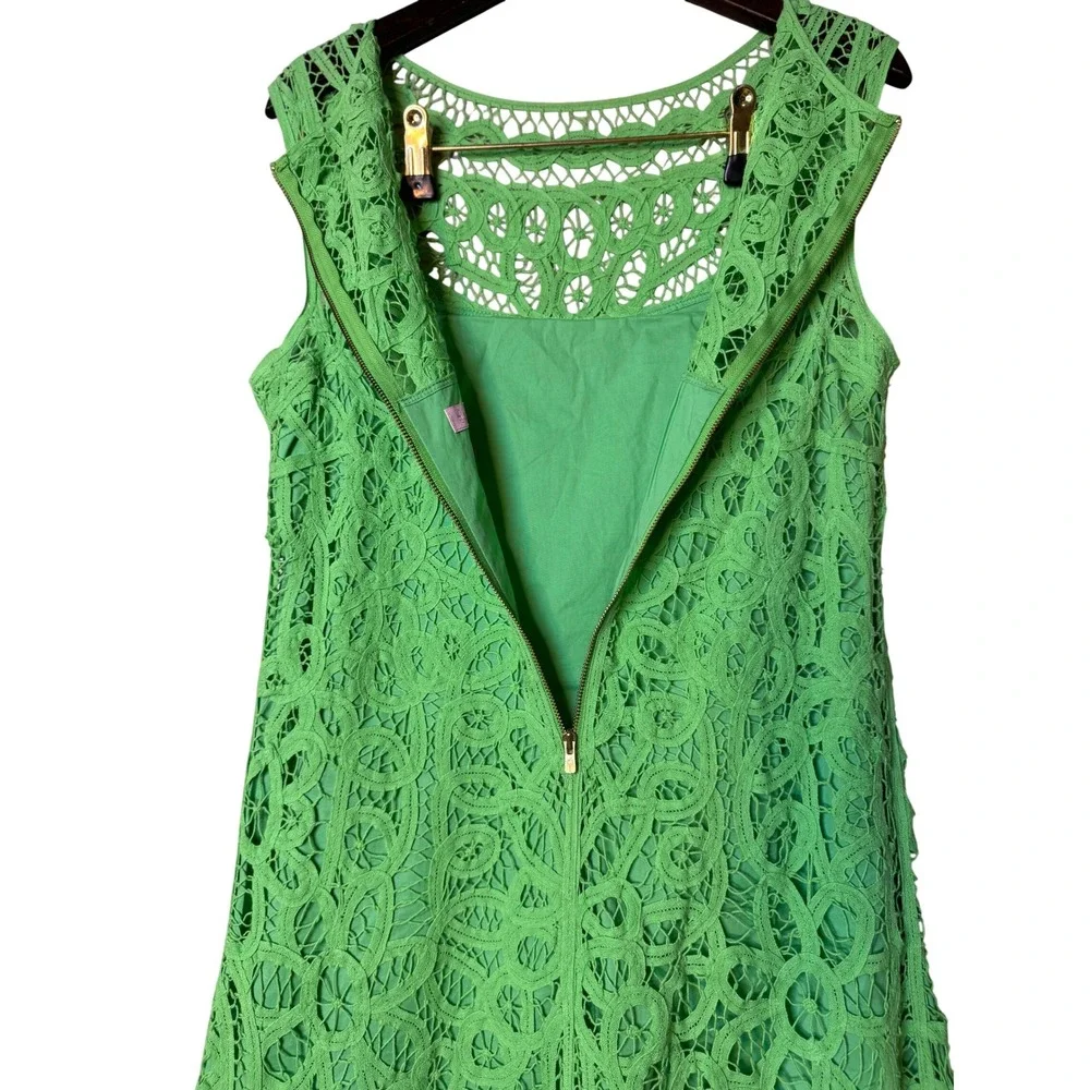 Lilly Pulitzer Green Lace‎ Shift Dress Sleeveless Scoop Neck Back Zip Small